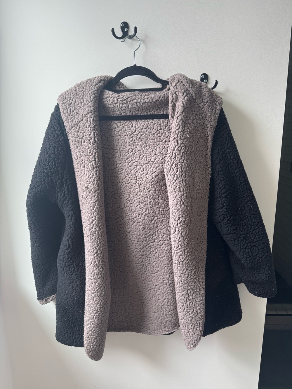 Urban Outfitters Two-Tone Black & Taupe Sherpa Jacket
